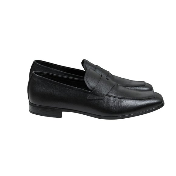 Prada Mens Penny Loafers US 8.5 UK 7.5 Black Saffiano Leather Slip On Moccasins - Picture 8 of 10